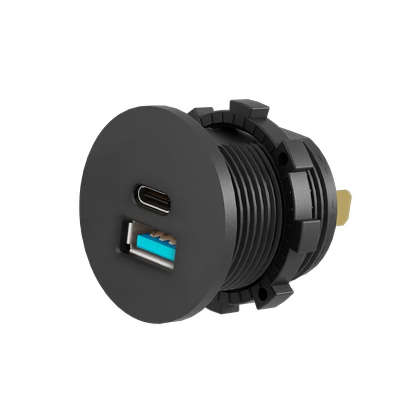 Bluejw Waterproof Quick Charge 3.0 Dual USB Car Charger & USB-C 12V Motorcycle Charger Flush Mount Outlet Socket - Automobile Chargers Compatible - Image 5